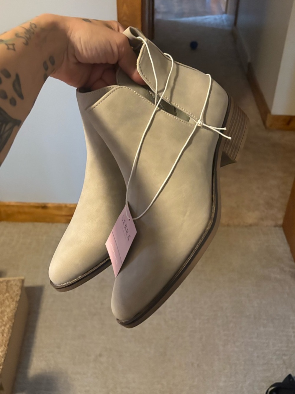 Serra Light Taupe Suede Ankle Booties